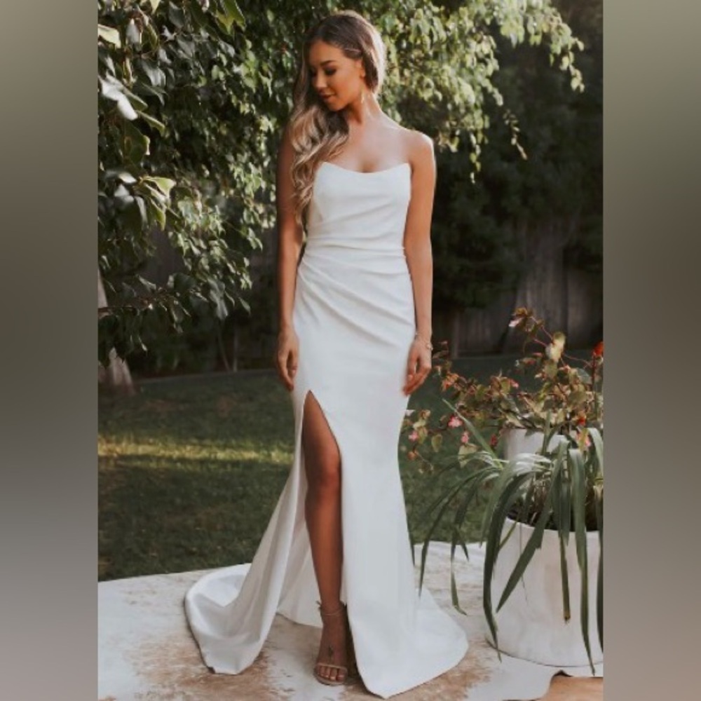Katie May x Noel and Jean Divinity Gown White Wedding Bride Strapless Sz S